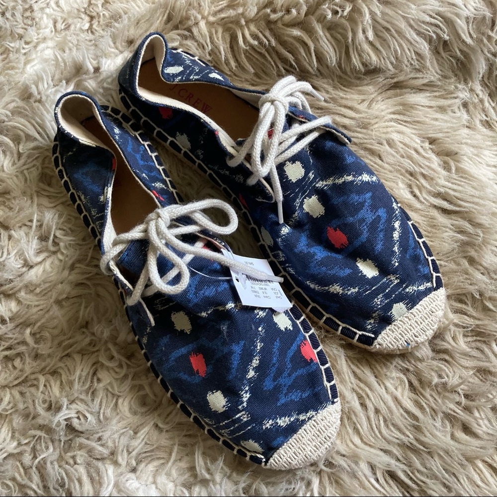 J. Crew blue ikat print espadrilles shoes women's 7 NWT - Picture 2 of 8